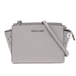 Michael Kors Selma Gray Studded Crossbody Bag
